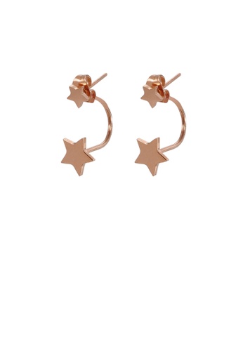 Glamorousky silver Simple Personality Plated Rose Gold Star 316L Stainless Steel Stud Earrings 7D446AC1FDE03CGS_1