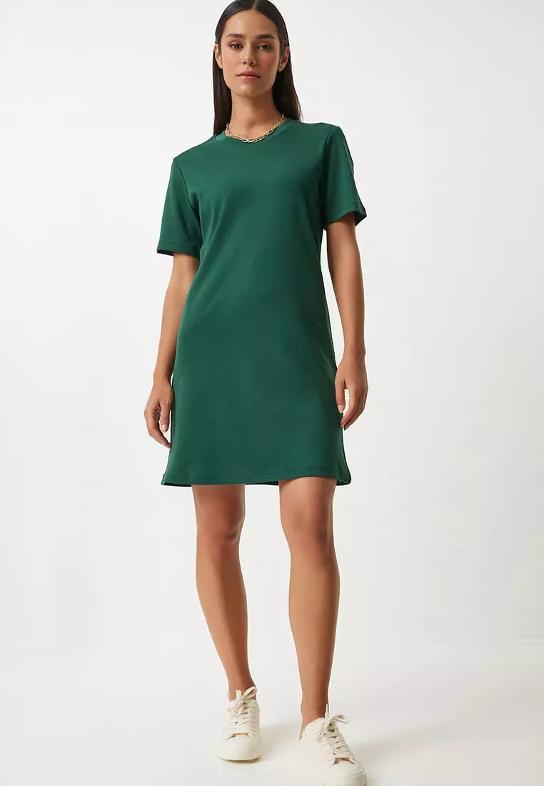Cotton Crew Neck Mini Dress