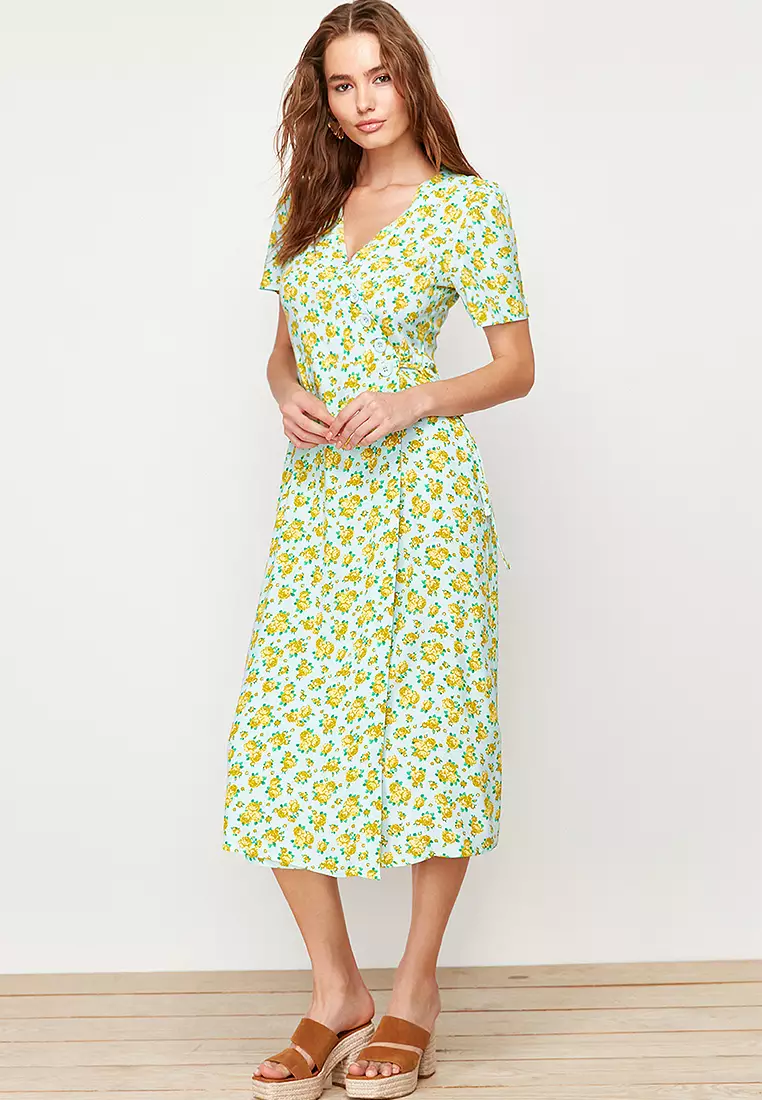 Viscose Wrap Midi Dress