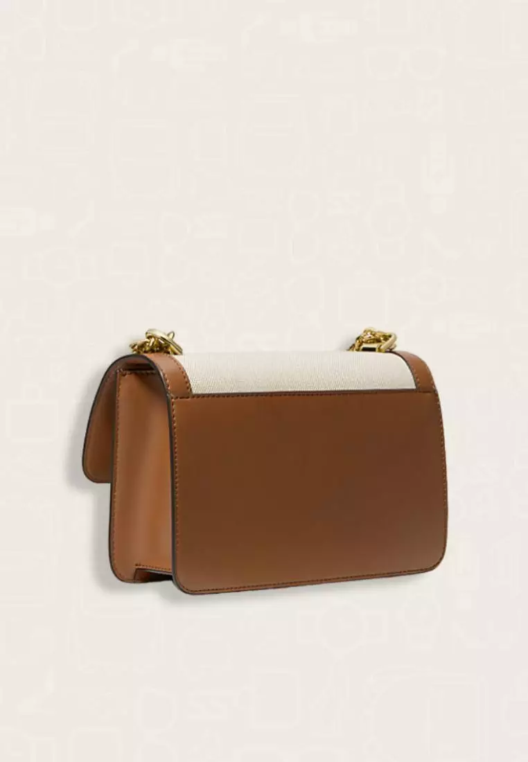 Michael Kors Heather Large Canvas Shoulder Bag Natural Luggage