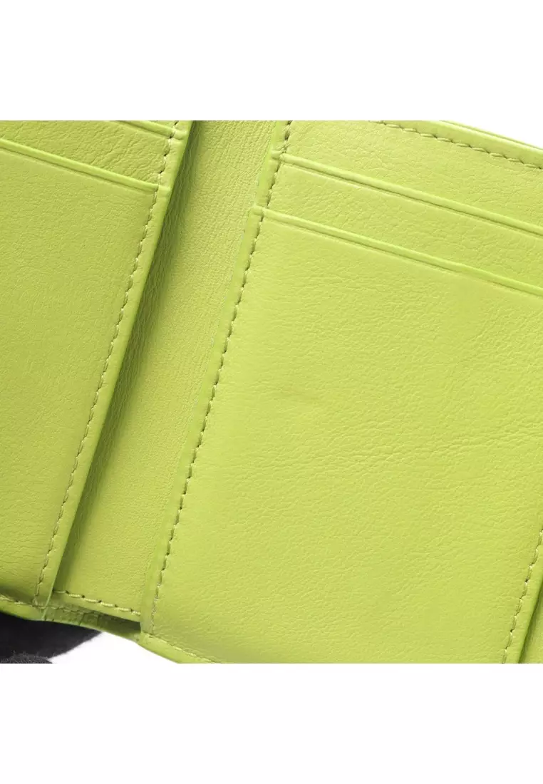 Pre-Loved LOEWE Anagram Trifold wallet trifold wallet leather yellow-green