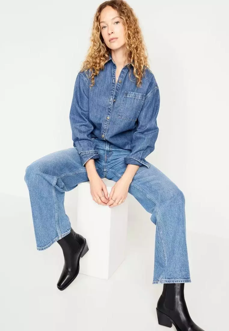 Boyfriend Button-Down Jean Tunic