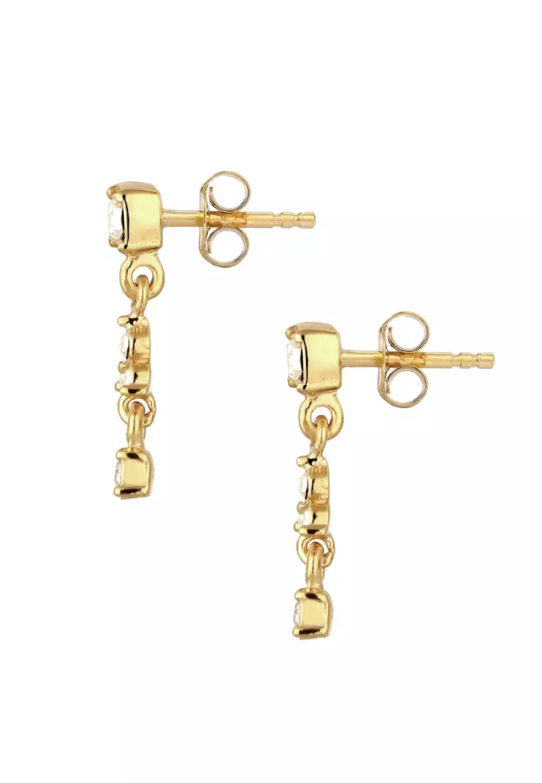 Earrings Stud Glamour Gold Plated Embellished With Crystals By Swarovski®