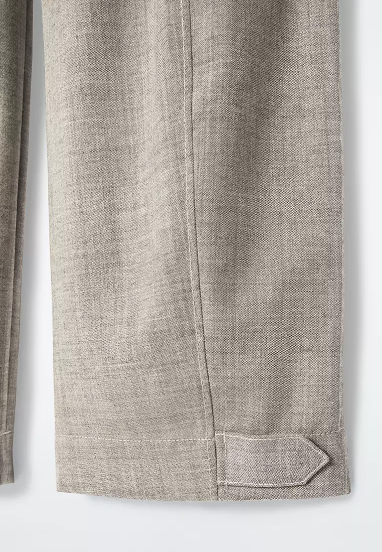 Wool Barrel-Leg Utility Trousers