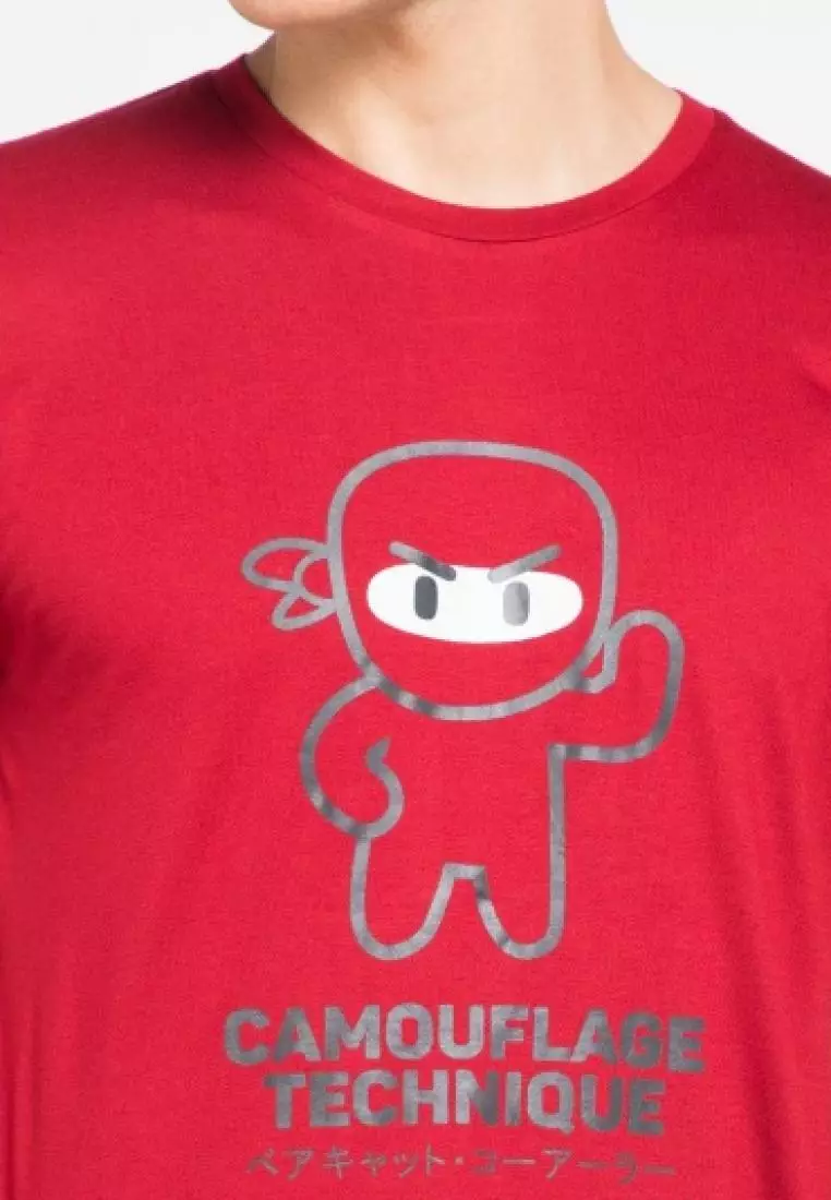 MTF86 chamouflage ninja maroon kaos pria