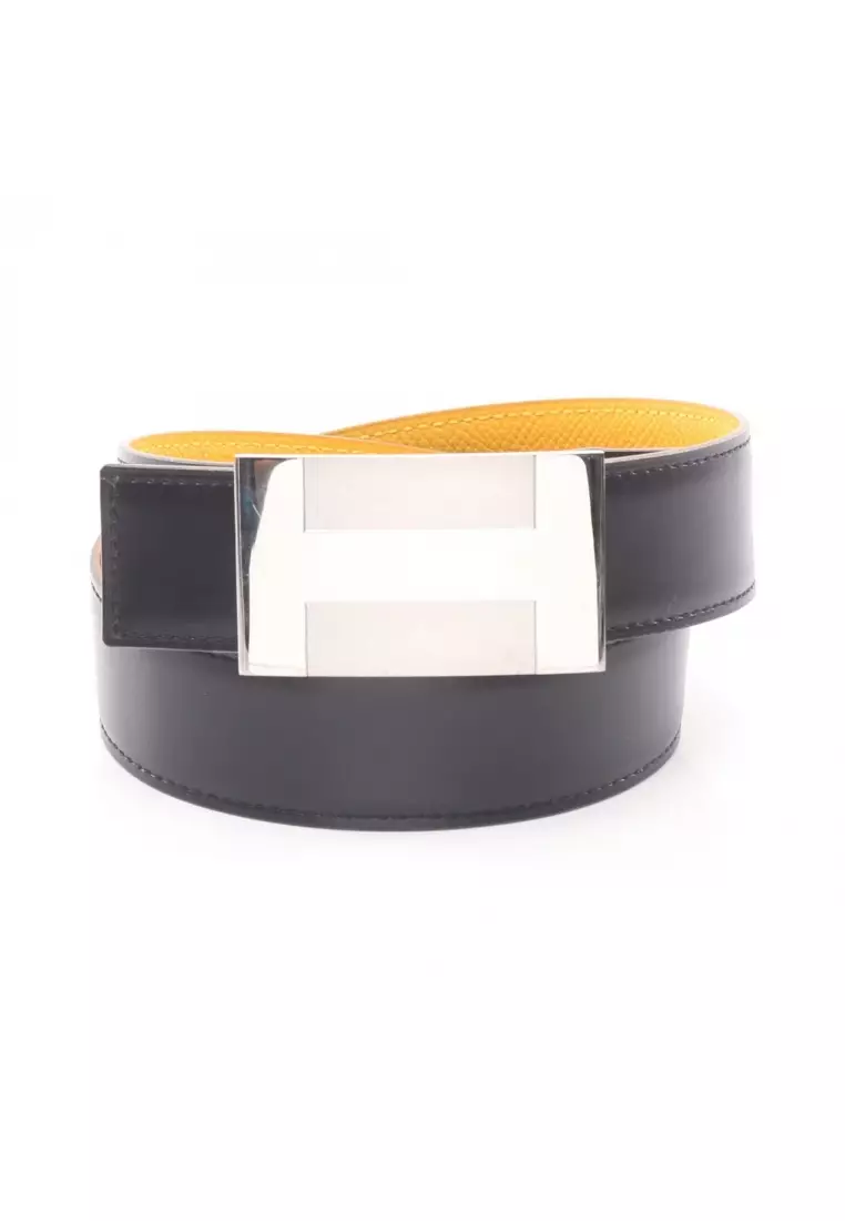 Hermes Belt Hplate Reversible Leather HERMES H-Plate Belt, Reversible, Box Calf Togo Leather  main image 4