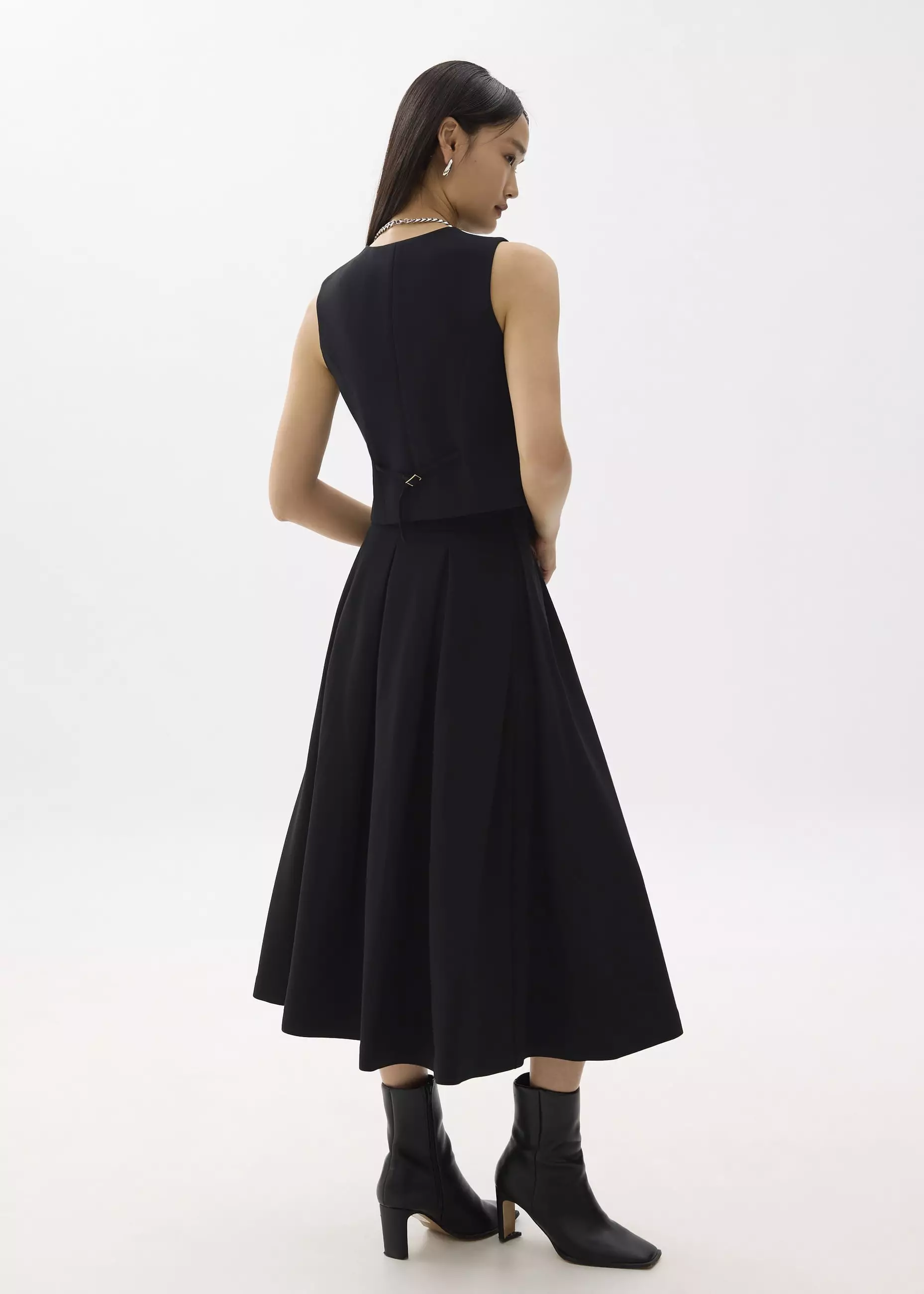 Rok Wanita - Lara Elastic Reversible Pleated Midi Skirt