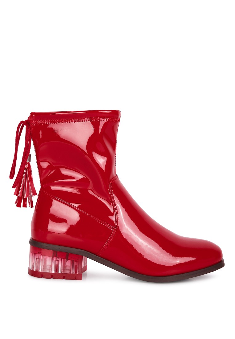 Red Tassels Detail Ankle Boots