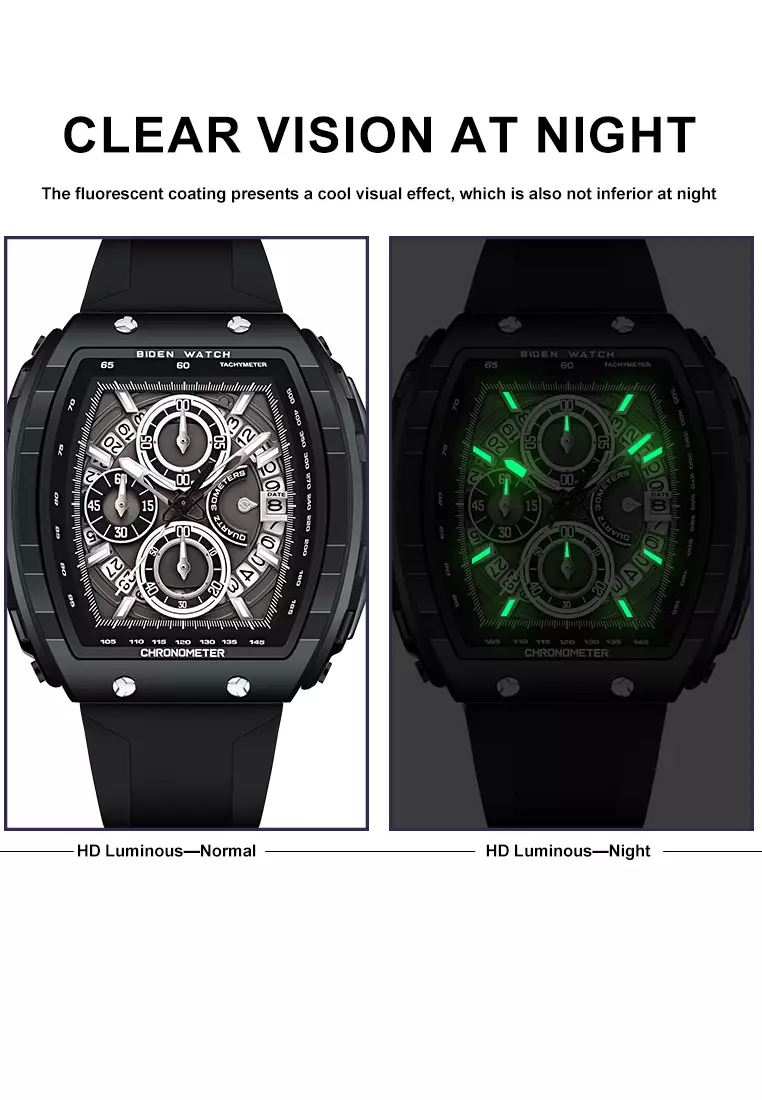 Jam Tangan Pria Olahraga Kalendar Bercahaya Anti Air Tali Silikon Jam Tangan Cowok Original black