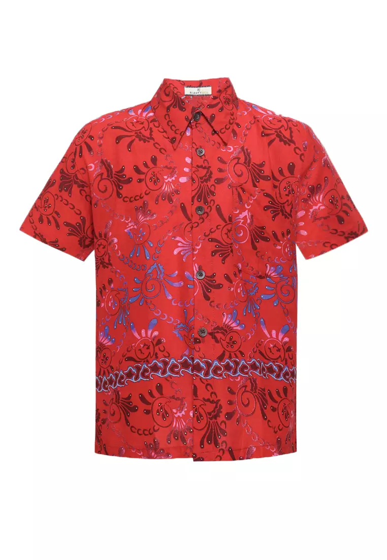 Jual Rianty Kids Hem Anak Merah Laki Laki Lengan Pendek Hugo AE ...