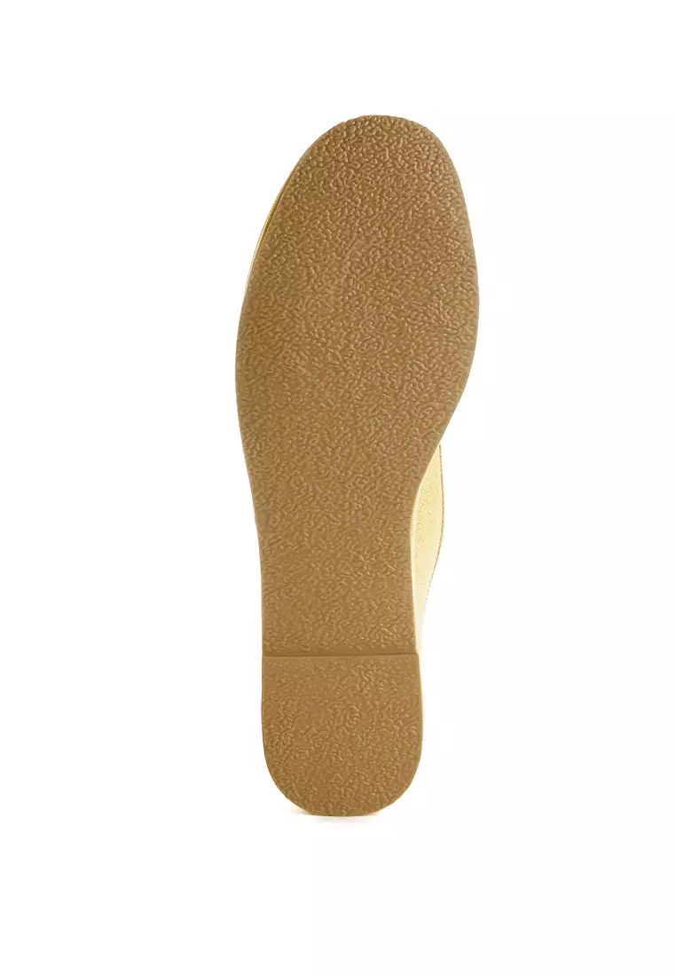 Sepatu Slip-On Ujung Bulat Beludru Warna Kuning Muda