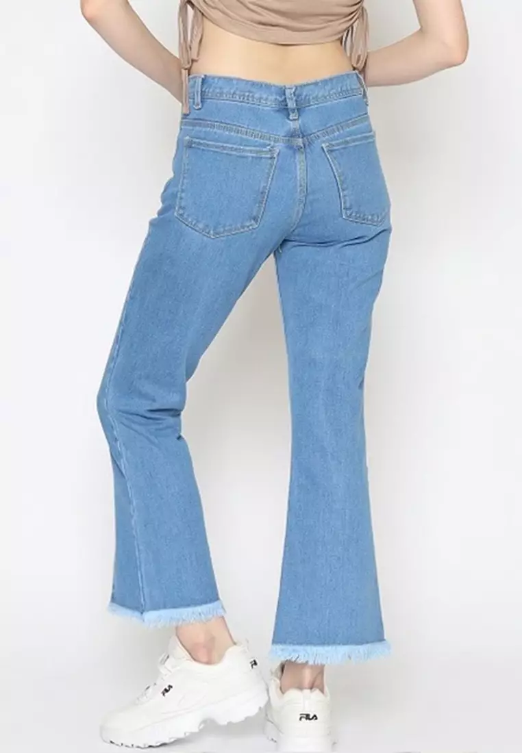 Fitwear Studio - Jeans Cutbray Jihan Highwaist Stek - LIGHT BLUE