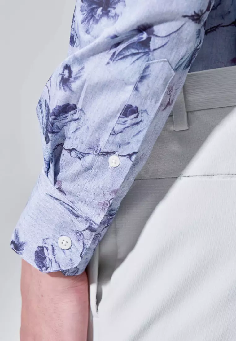 Deep Purple Floral Slim Fit Shirt