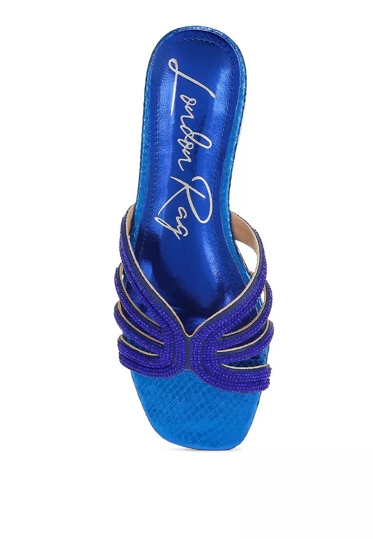 Flat Potong Berlian Imitasi Biru Royal