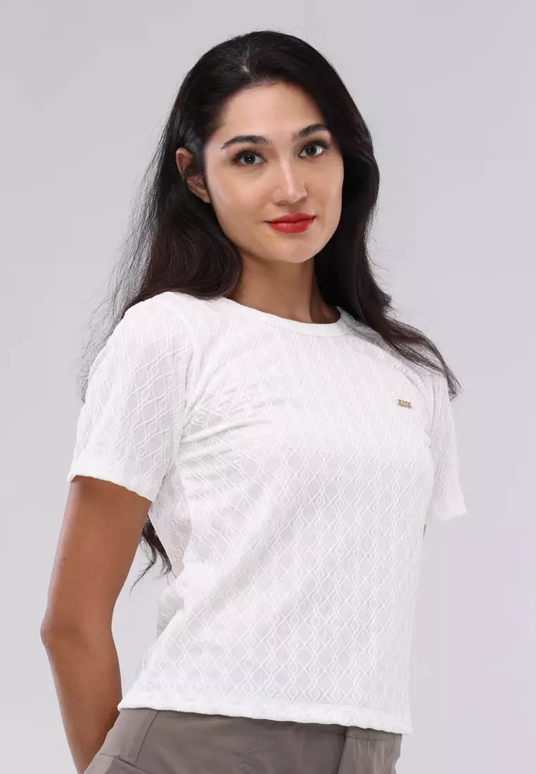 Textured Knits Short Sleeve Blouse