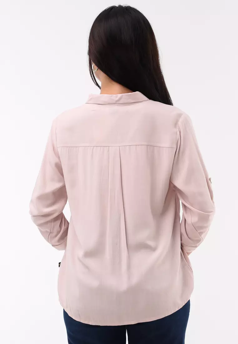 Woven Plain Soft Linen 3/4 Blouse
