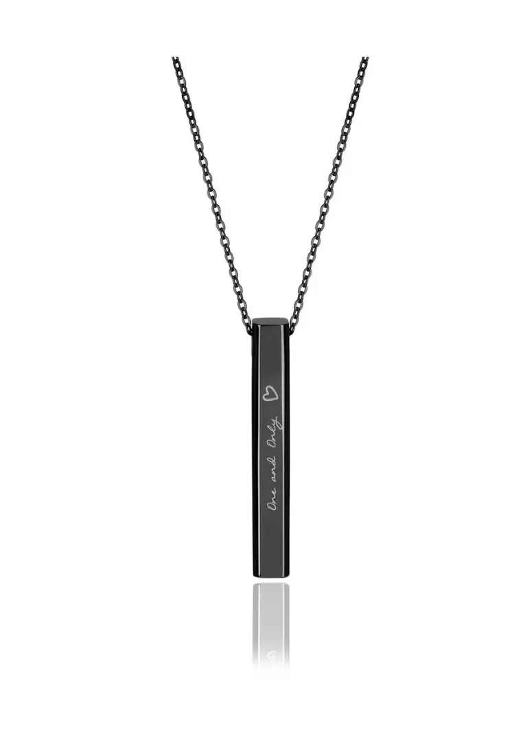 Buy Crudo Leather Craft Puro Bar Necklace - Piano Black Online | ZALORA ...