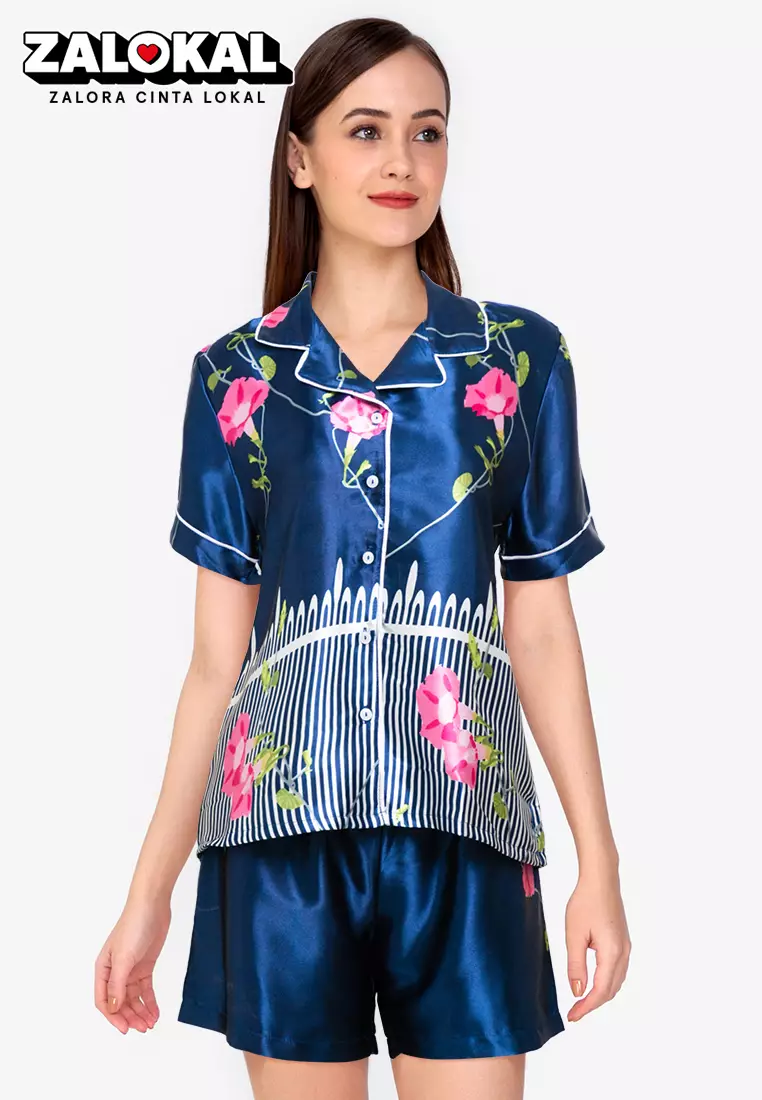 Jual Anne Wintours Pyjama Pijama Satin Silk Short Sleeve Short
