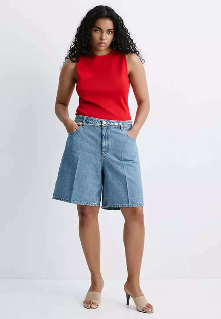 High-Waist Straight-Fit Denim Shorts
