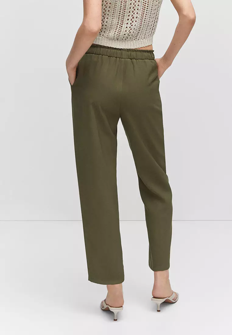 Buy Olive Green Straight Pants Online - W for Woman