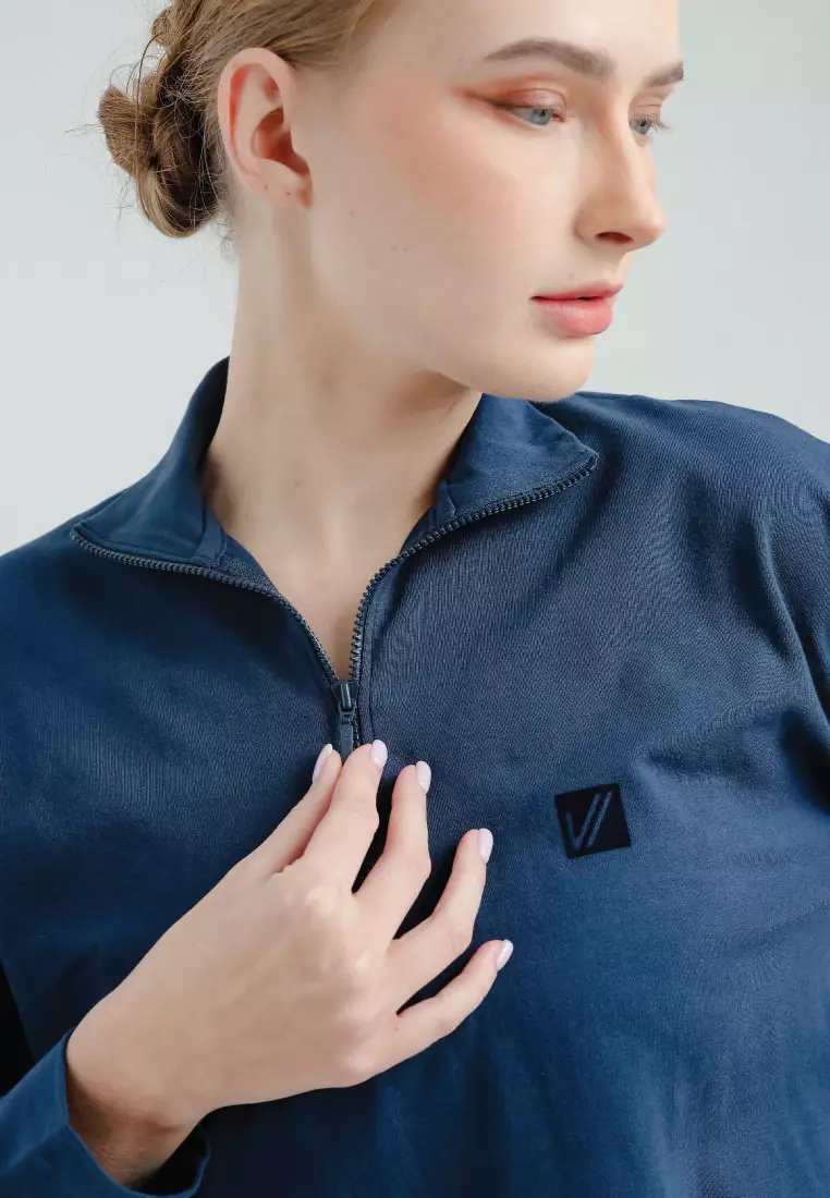 Havel Half-Zip Sweater Olahraga Wanita - Navy