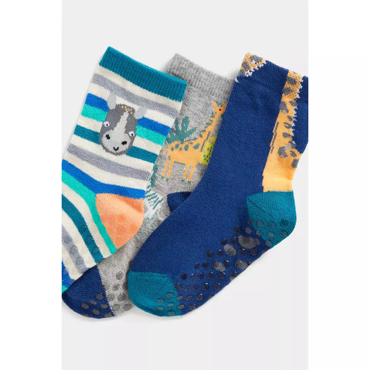 Mothercare Jungle Jamboree Slip-Resist Socks - 3 Pack - Kaos Kaki Anak Laki-laki (Multi)
