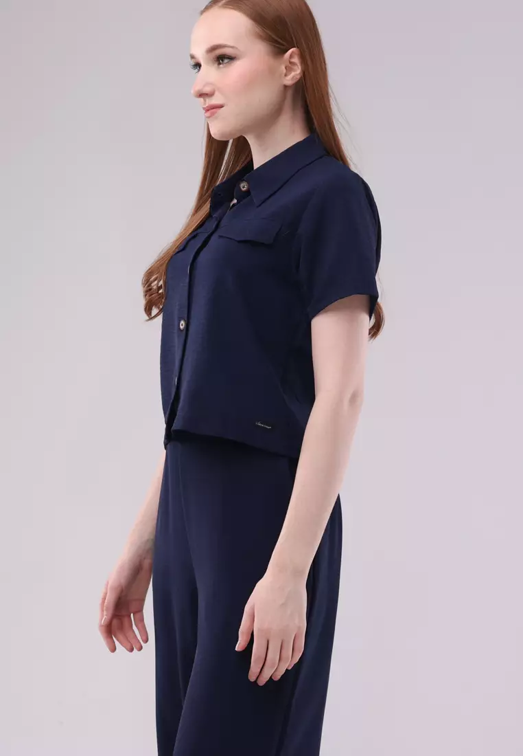 Wrinkled Linen Short Sleeves Terno Pants