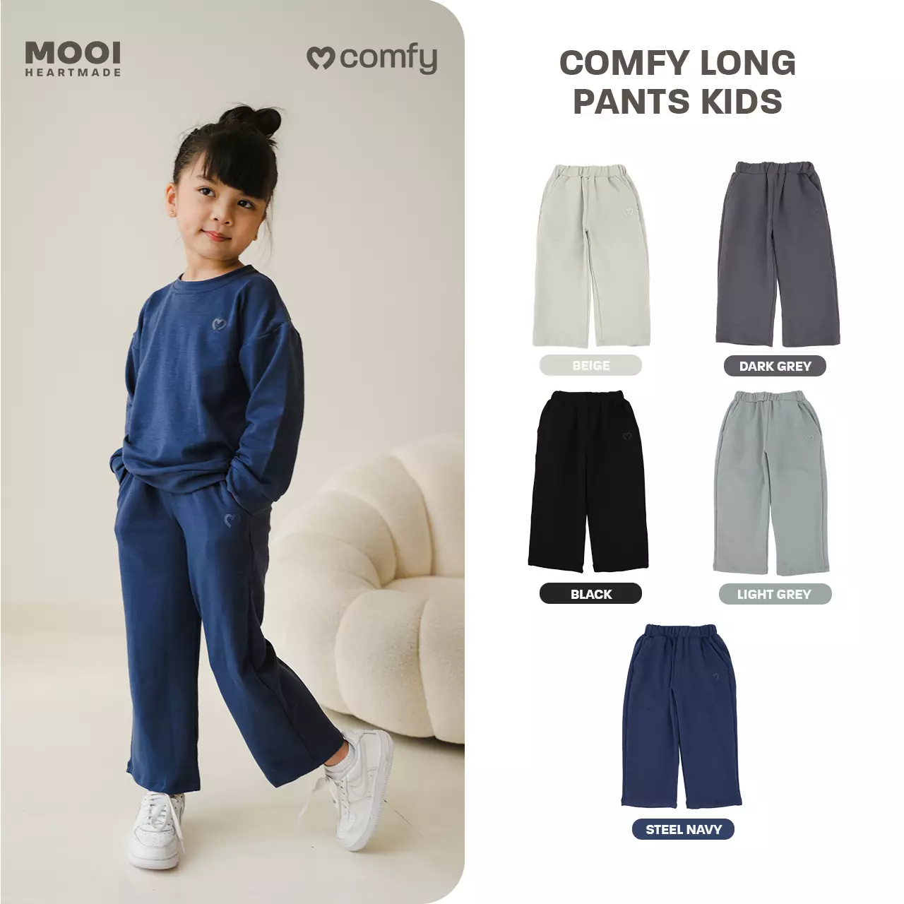 Mooi Celana Panjang Anak Perempuan Comfy Long Pants - Navy