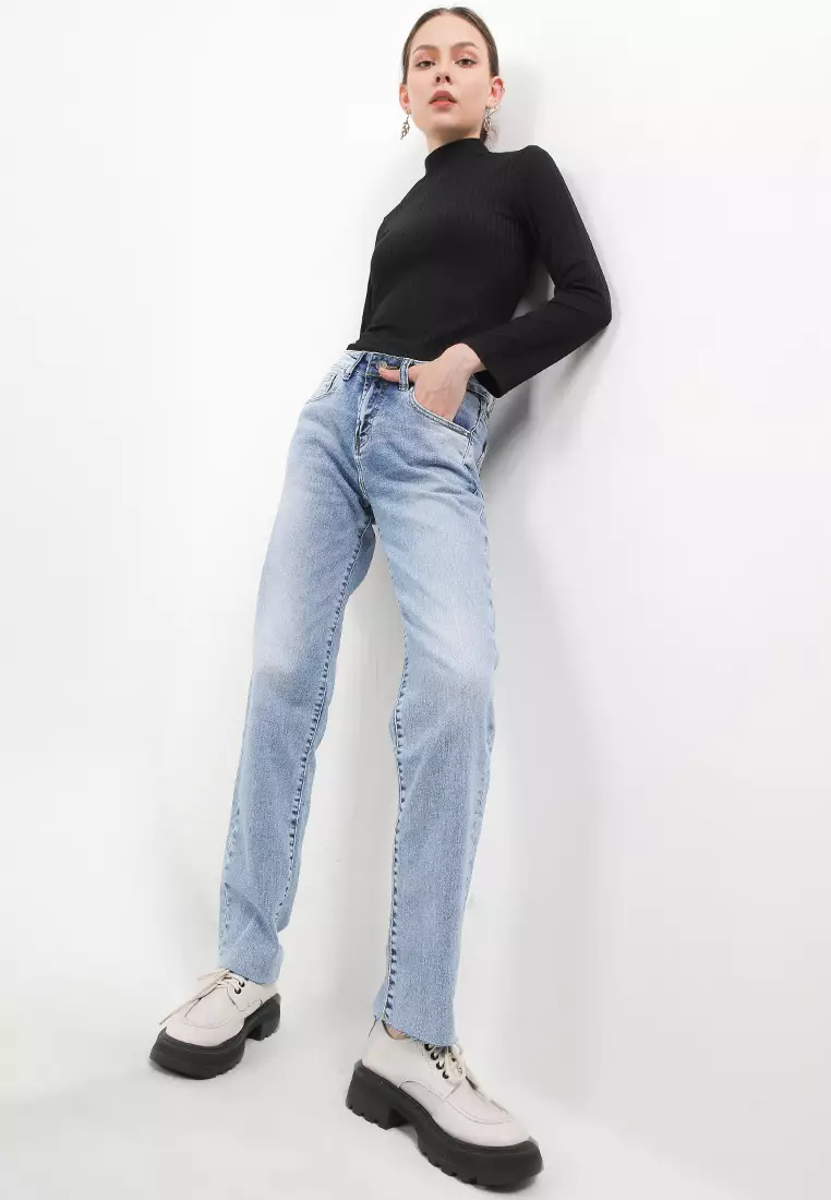 High Waist Straight Denim Pant FTW367