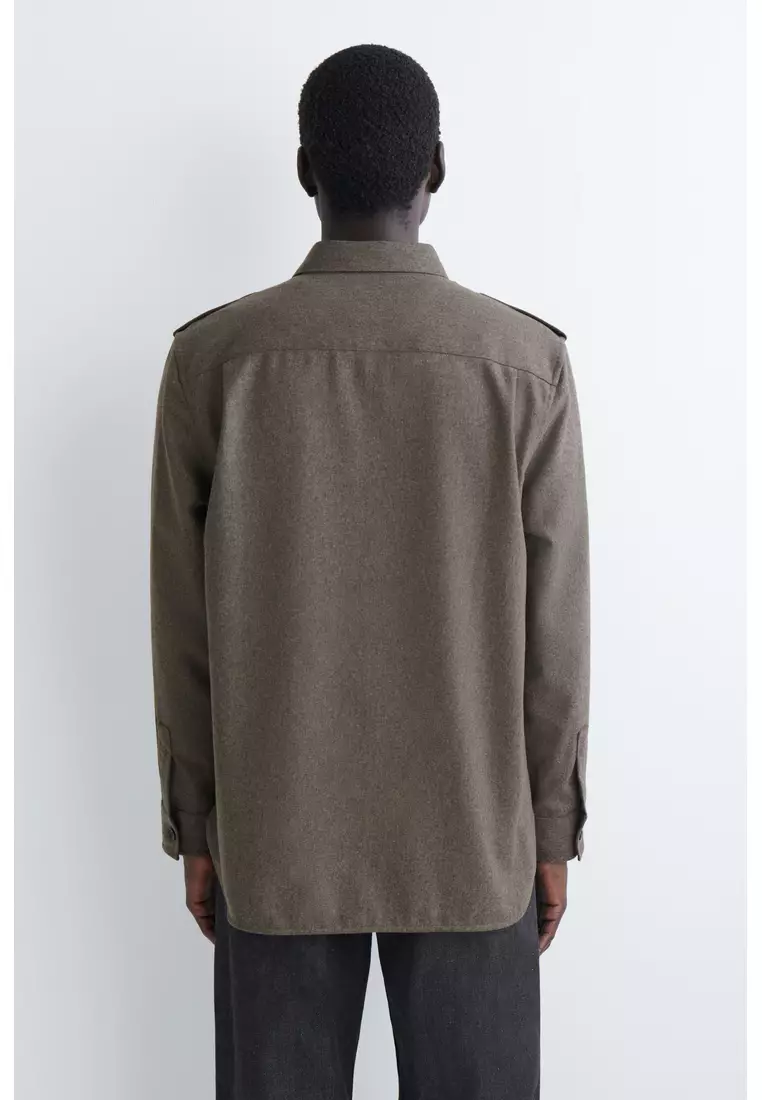 BUTTON-DOWN COLLAR WOOL SHIRT