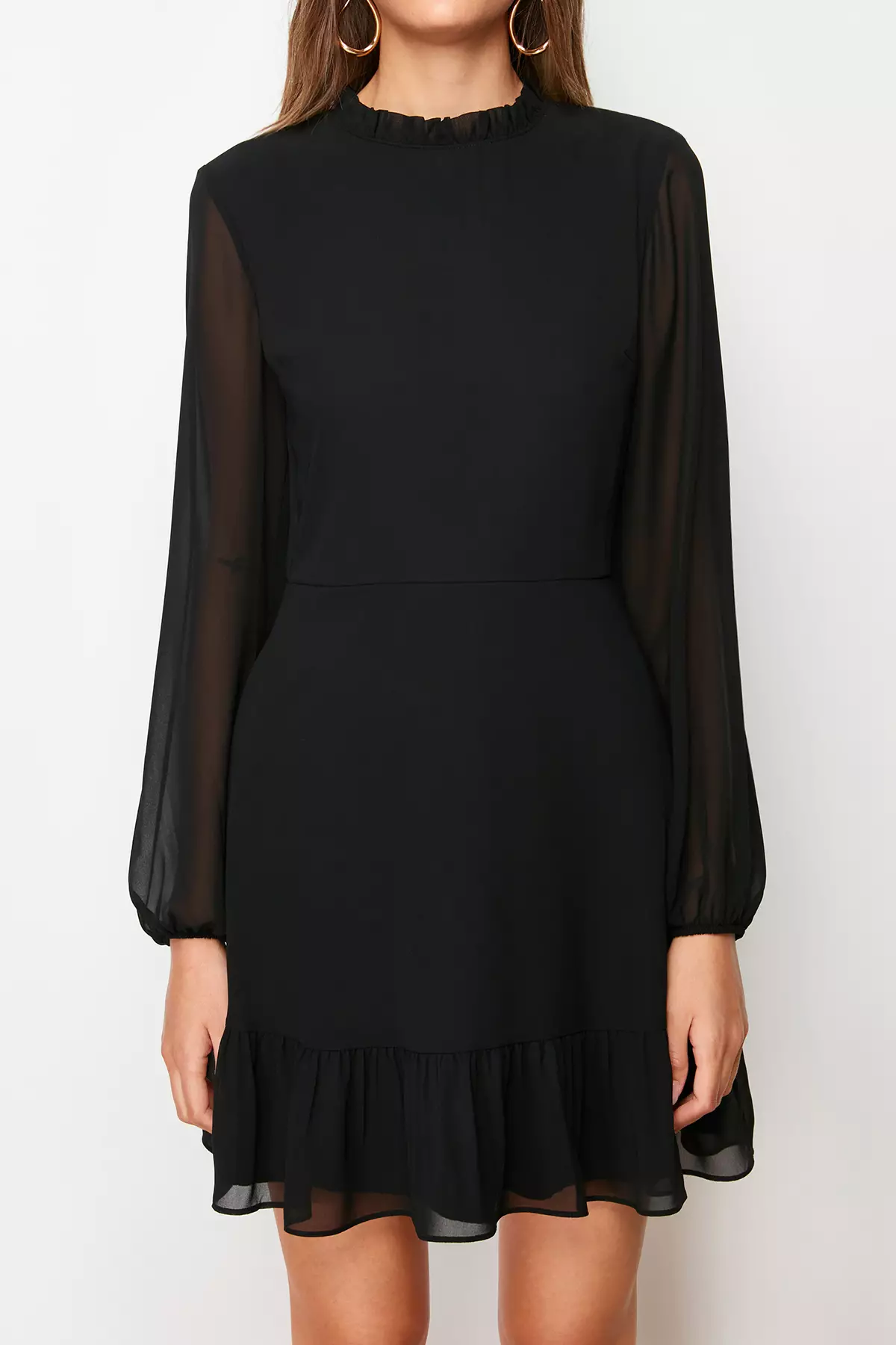 Long Sheer Sleeves Mini Dress