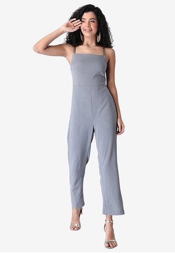 FabAlley grey Embellished Cross Back Jumpsuit A862CAAE192071GS_1
