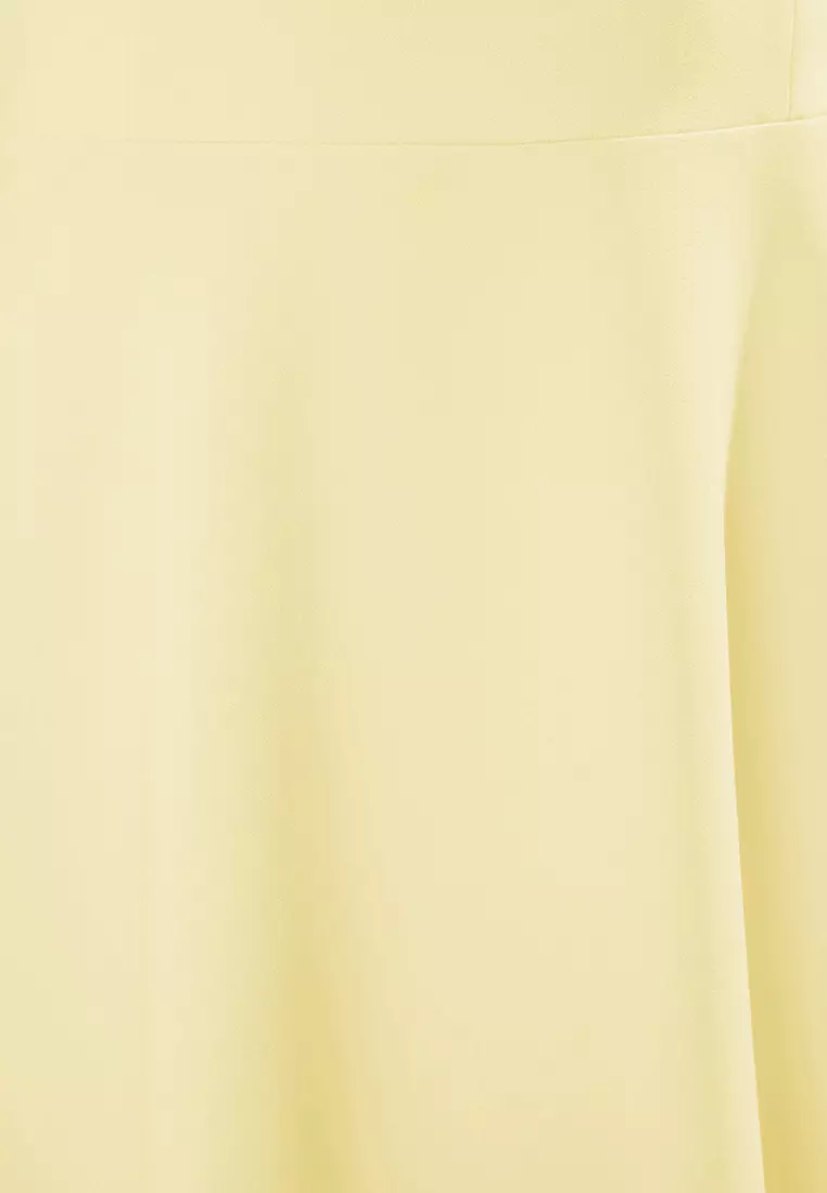 Light Yellow A Line Strap Lacing Detailing Midi Stylish Evening Dress