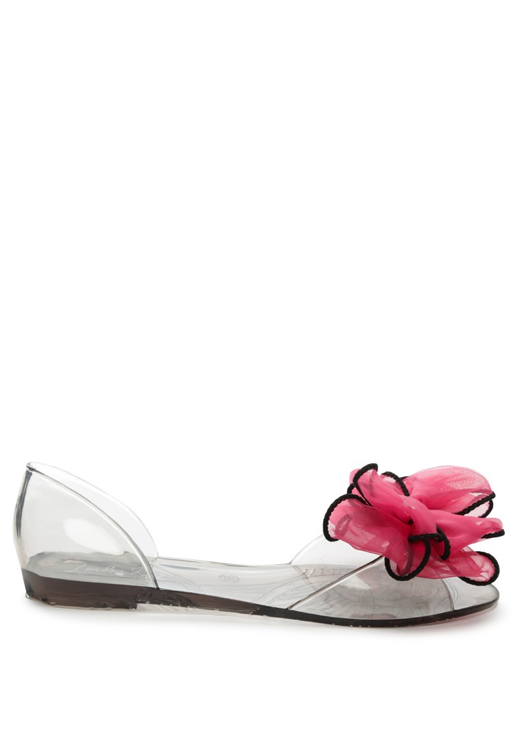 Bow on Top Jelly Ballerinas in Magenta