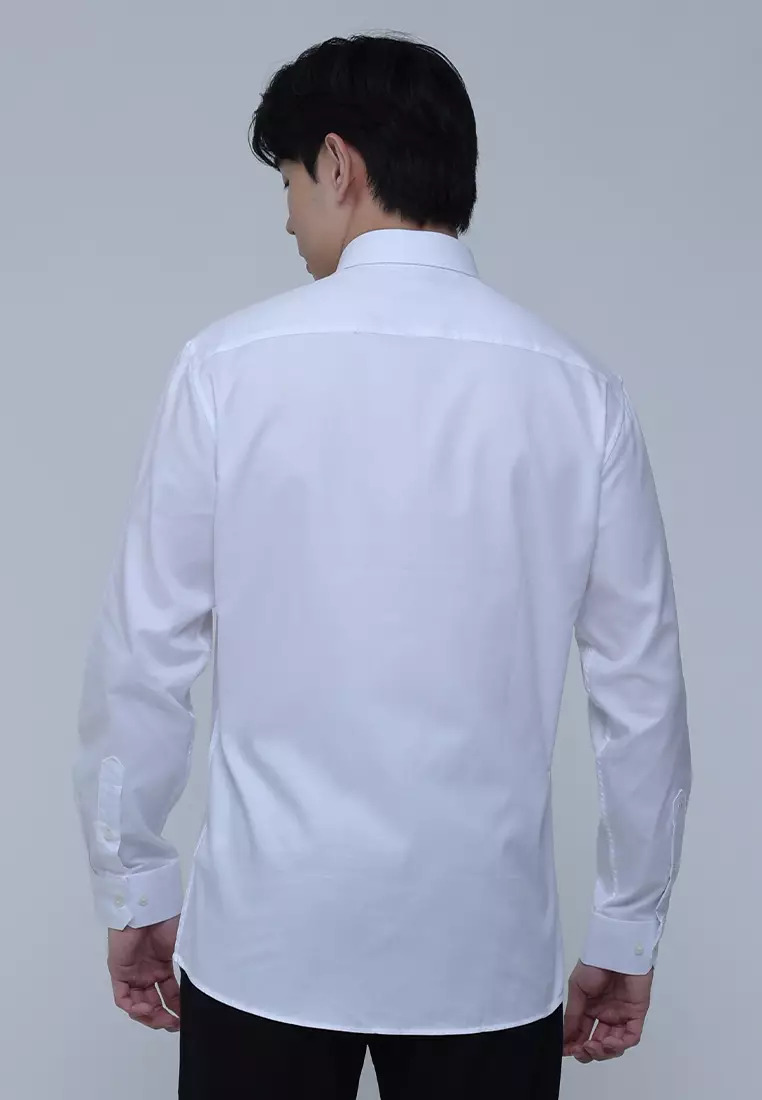 Solid Slim Fit Dress Shirt with Trim