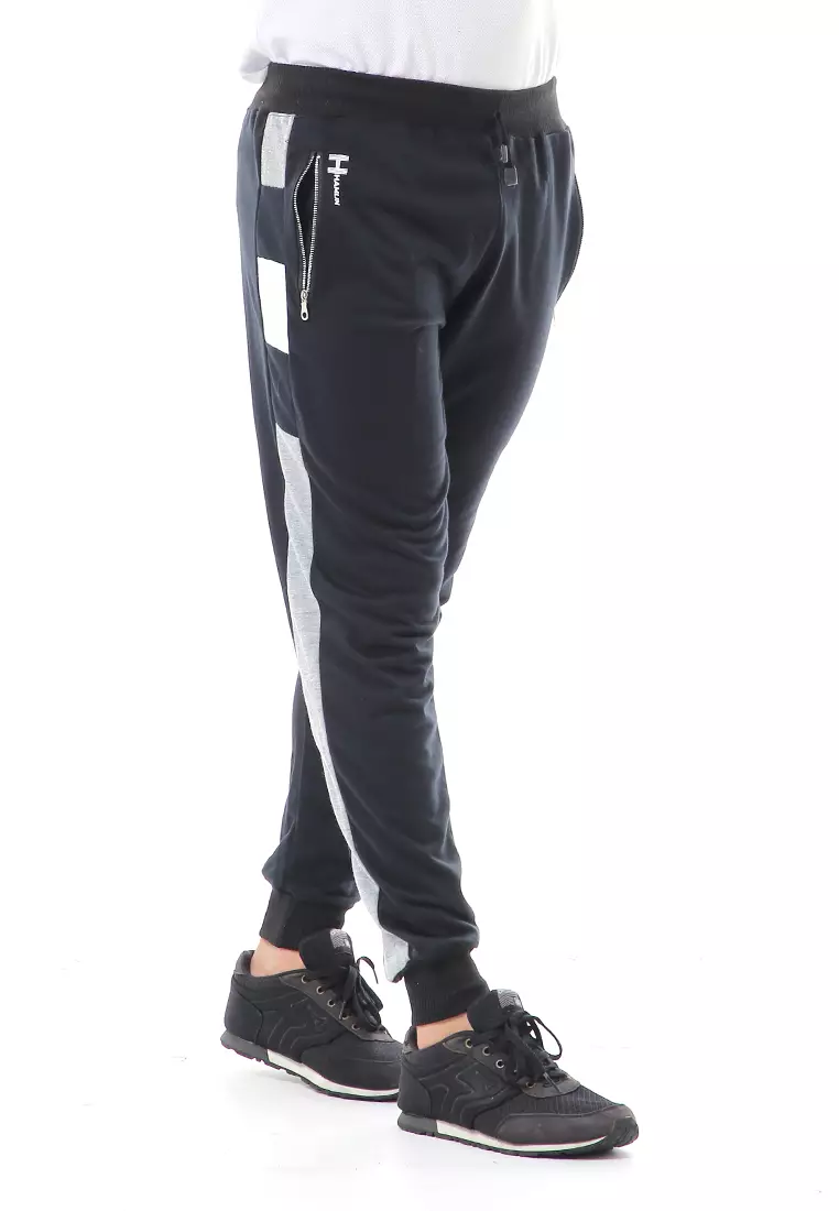 Nemanja Sweatpants Celana Panjang Pria Jogger Zipper Casual Sporty Material Babytery ORIGINAL - Black