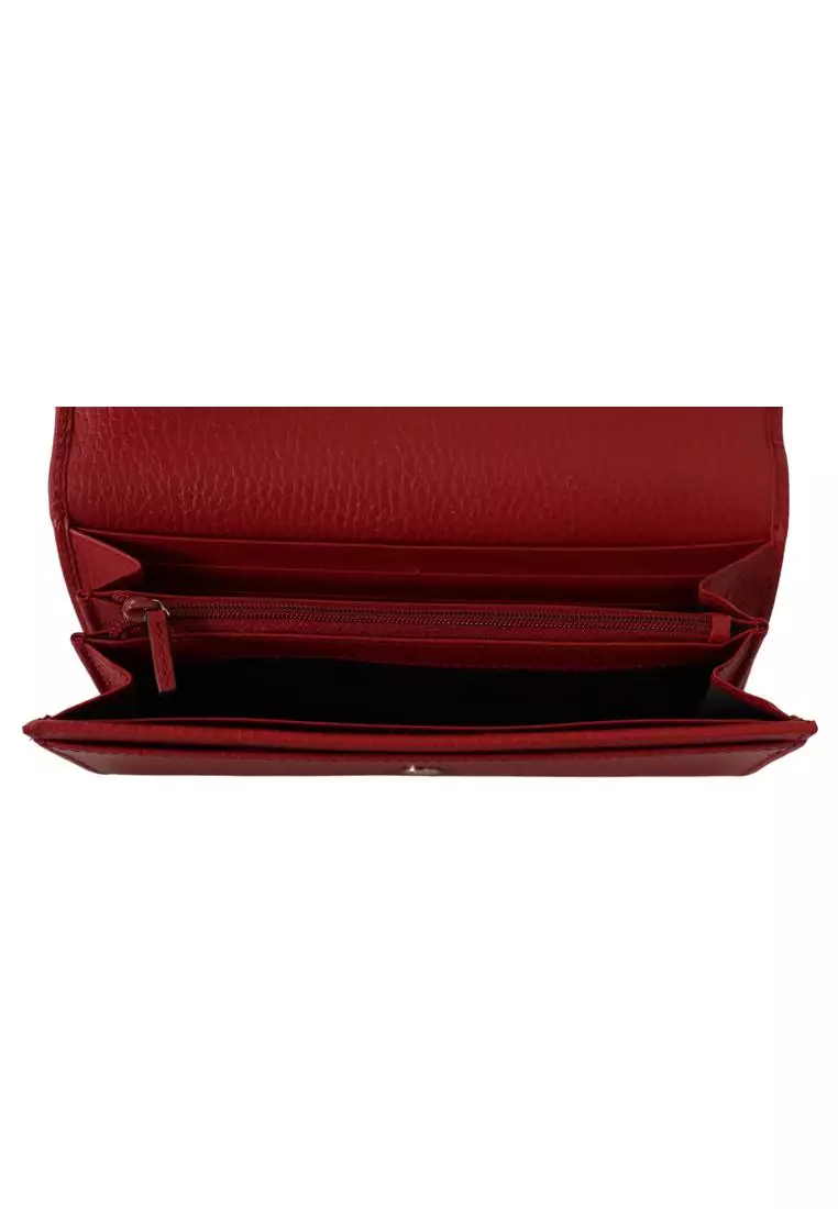 GUCCI Authentic Gucci Red Leather Wallet with Interlocking GG Snap