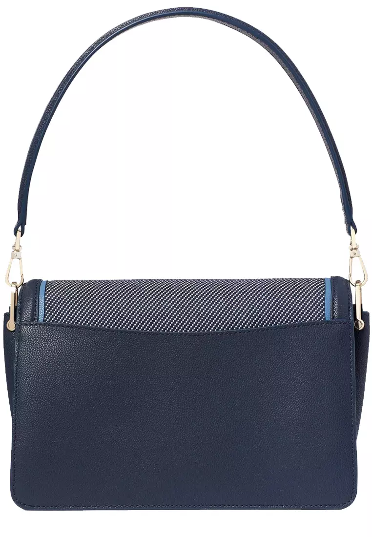 Voyage Chambray Twill Medium Shoulder Bag in Blue Multicolor K9035