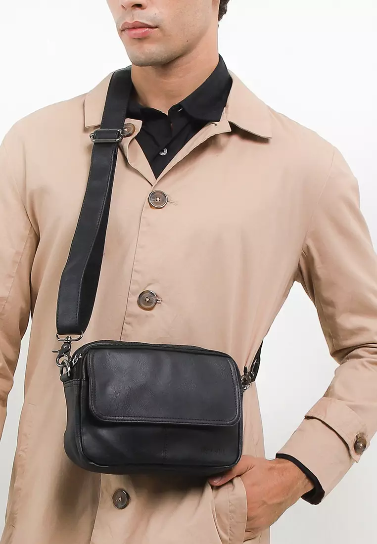 Distressed Leather Charter Crossbody Bag