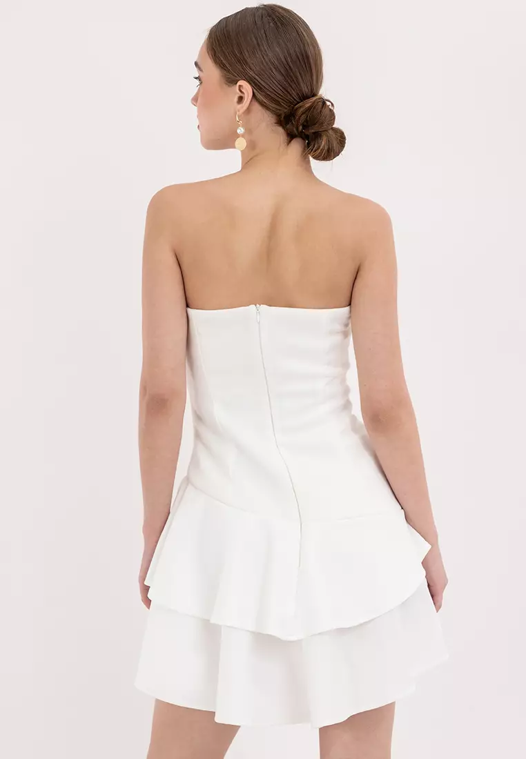 Delany Scoop Neckline Two-tiered Mini Dress