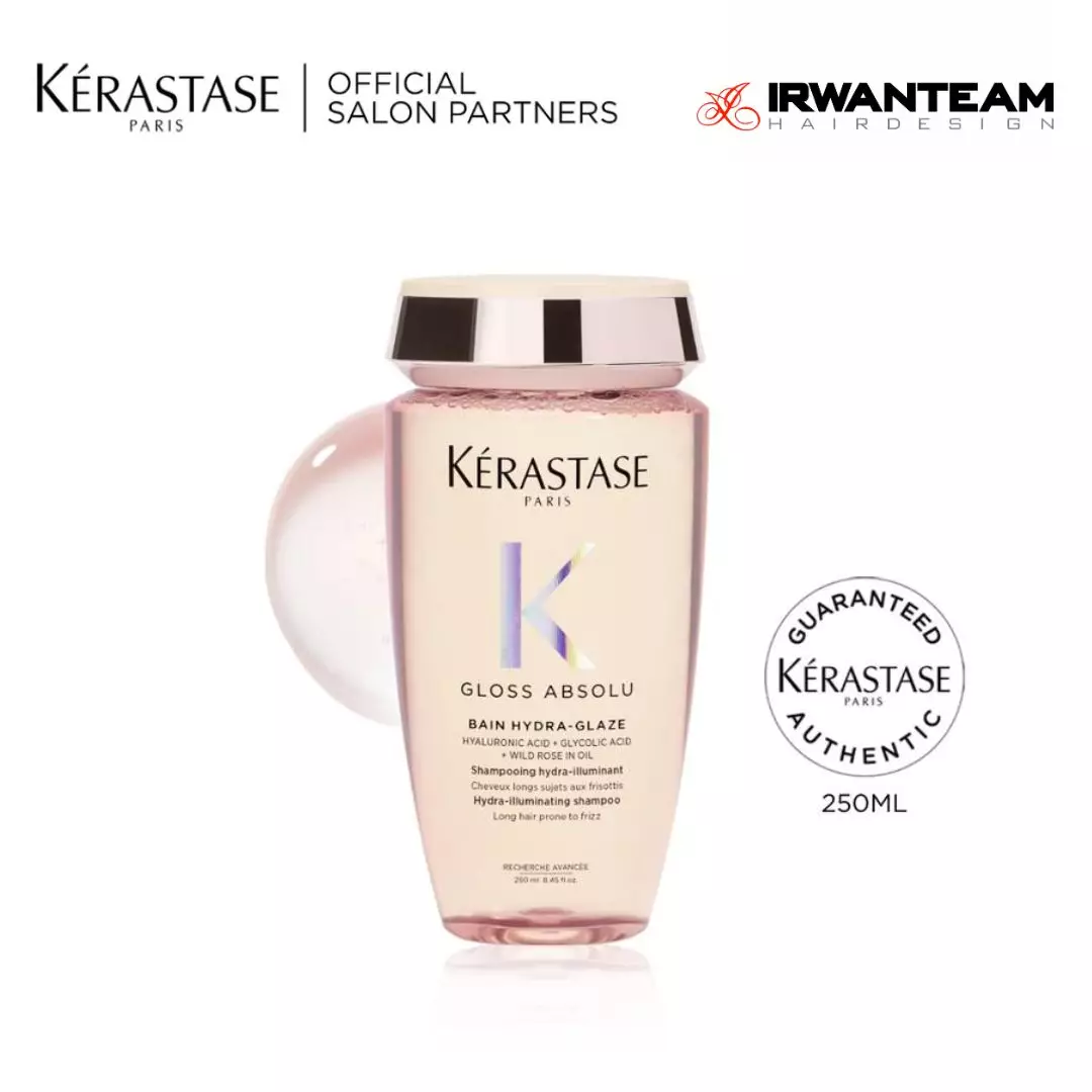 Kerastase Gloss Absolu Bain Hydra Glaze 250ml - Shampoo untuk Rambut Glossy dan Bouncy - Mengandung Hyaluronic Acid, Glycolic Acid dan Wild Rose Oil