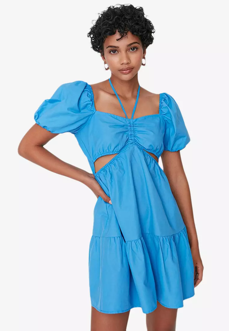 Buy Trendyol Ruched Puff Sleeves Dress 2024 Online | ZALORA Singapore