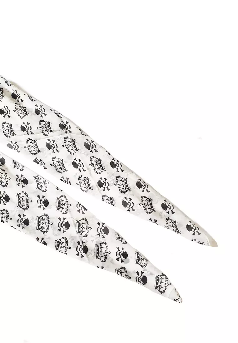 Crowny Skull Poly-Printed Scarf White