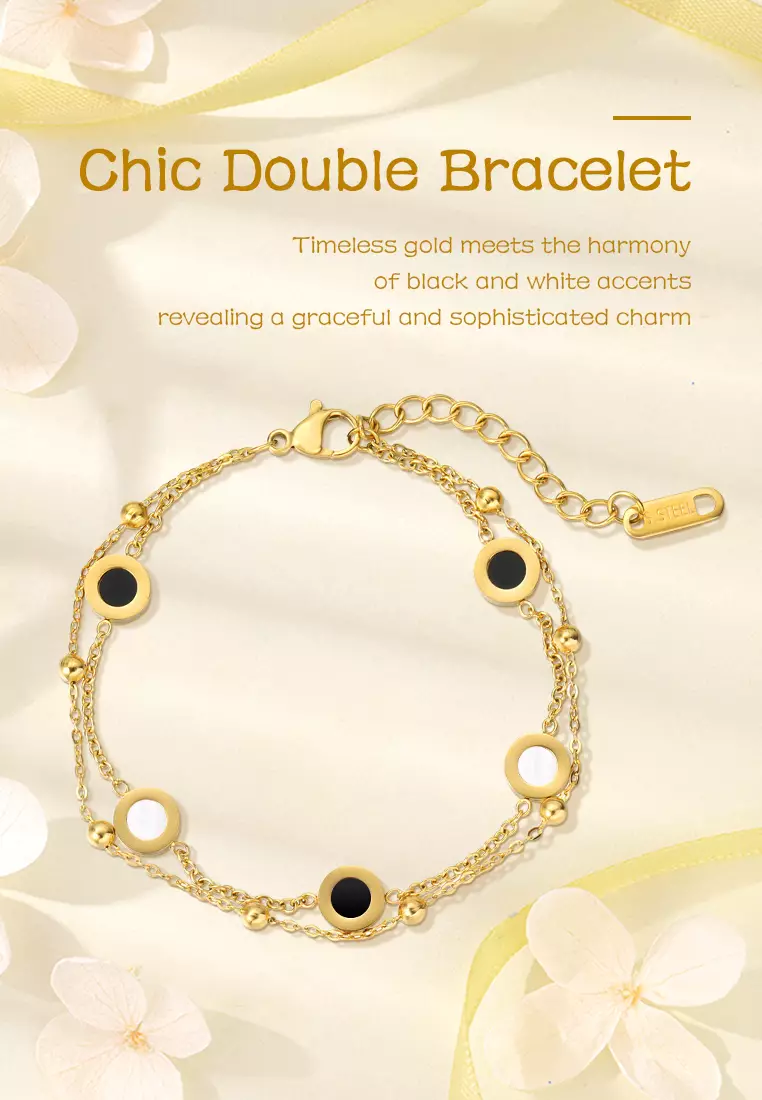 Gelang Titanium Wanita KoreaAnti Pudar Rantai Ganda Bracelet Gelang Cewek gold color
