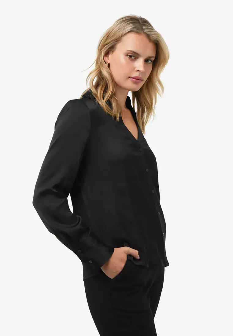 Lila V-neck Satin Blouse