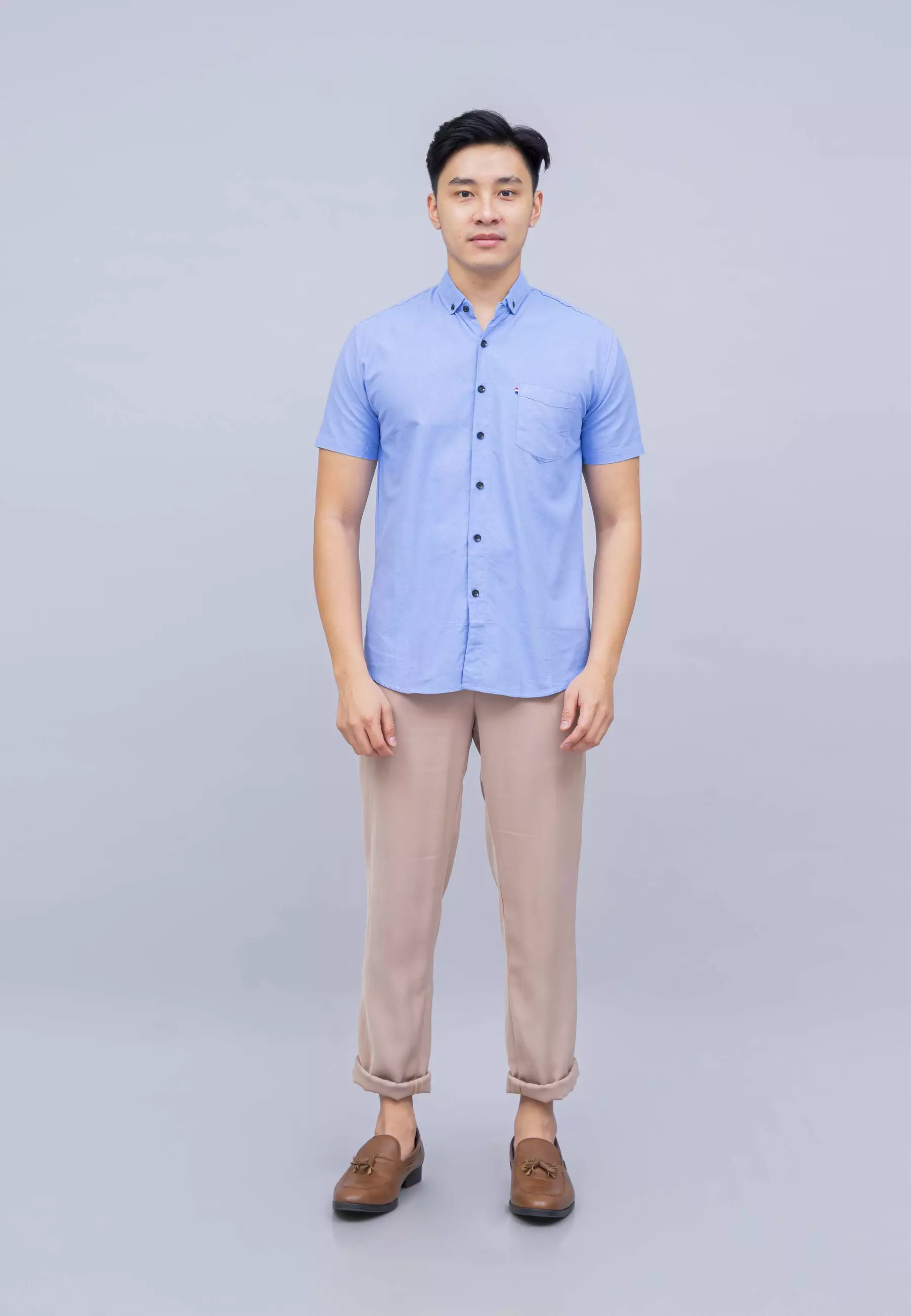 Houseofcuff Kemeja Pria Lengan Pendek Slim Fit Biru Langit