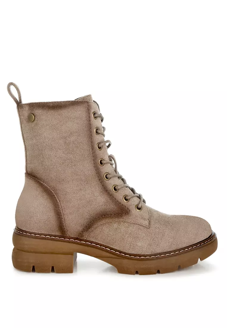 Discount on London Rag  shoes - SKU: Lace Up High Ankle Boots in Taupe