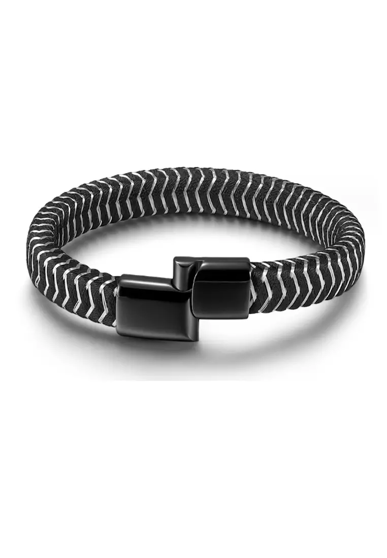 Buy Kings Collection Black and Silver Braided Stainless Steel