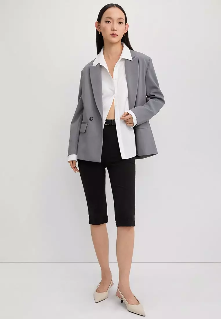 Double Breasted Blazer - Mid Grey