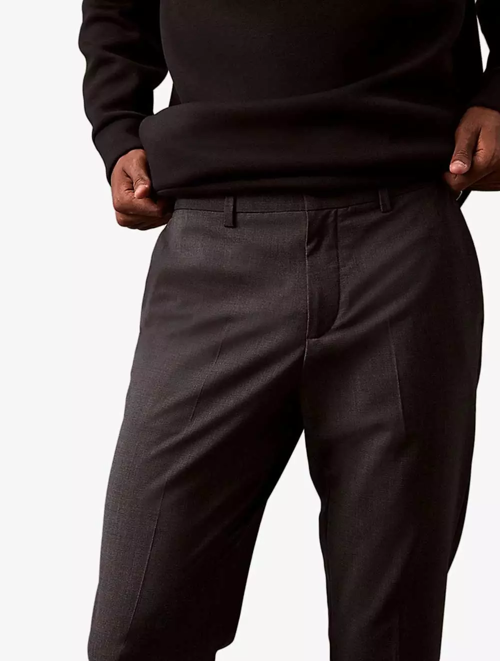 Calvin Klein - Slim Wool Blend Trousers - Grey - grey